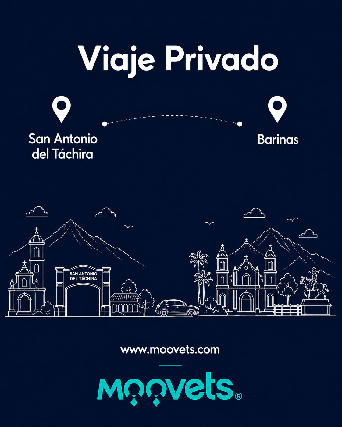 Traslado Privado San Antonio → Barinas | Sedán | Moovets