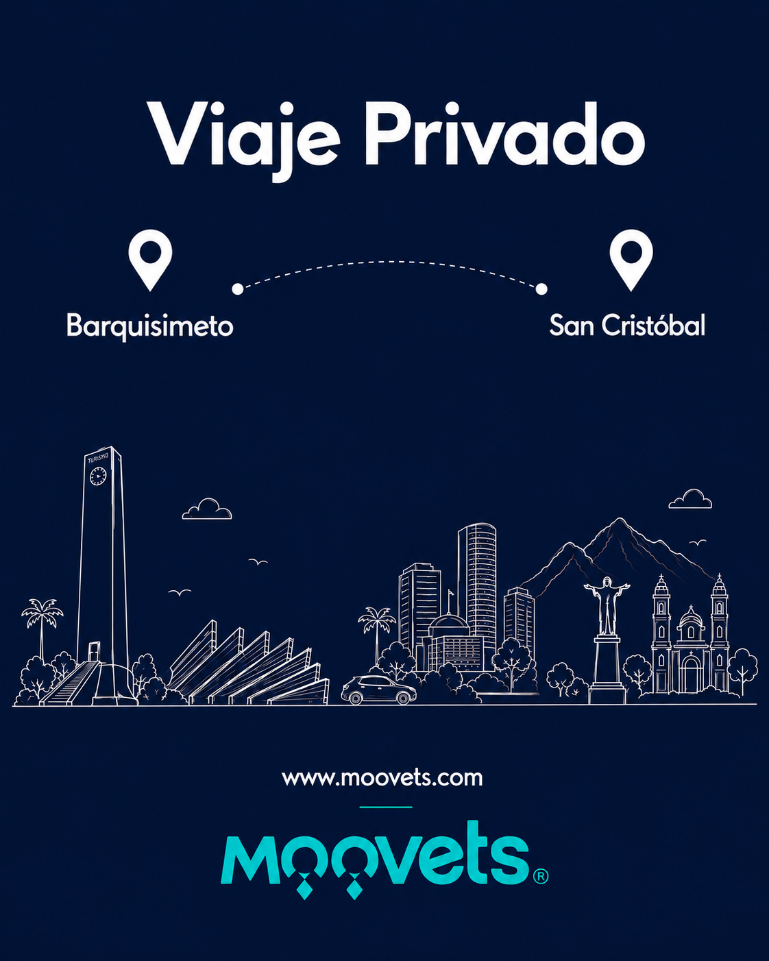 Traslado Privado Barquisimeto → San Cristobal | Sedán | Moovets