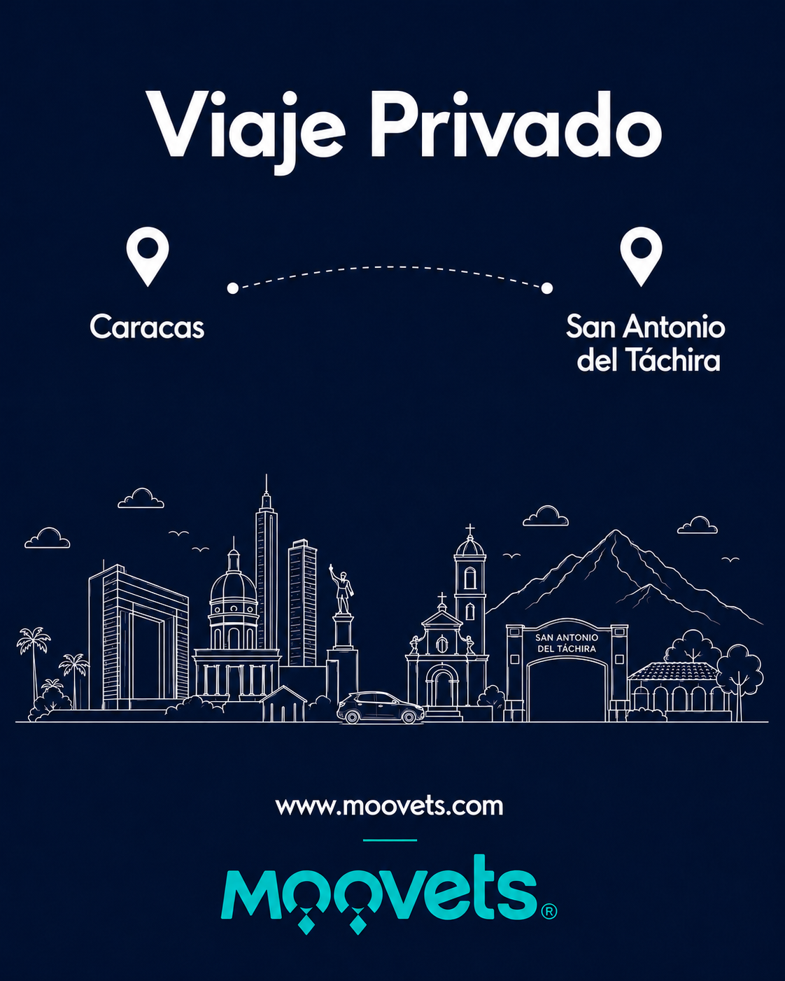 Traslado Privado Caracas → San Antonio del Tachira | Sedán | Moovets