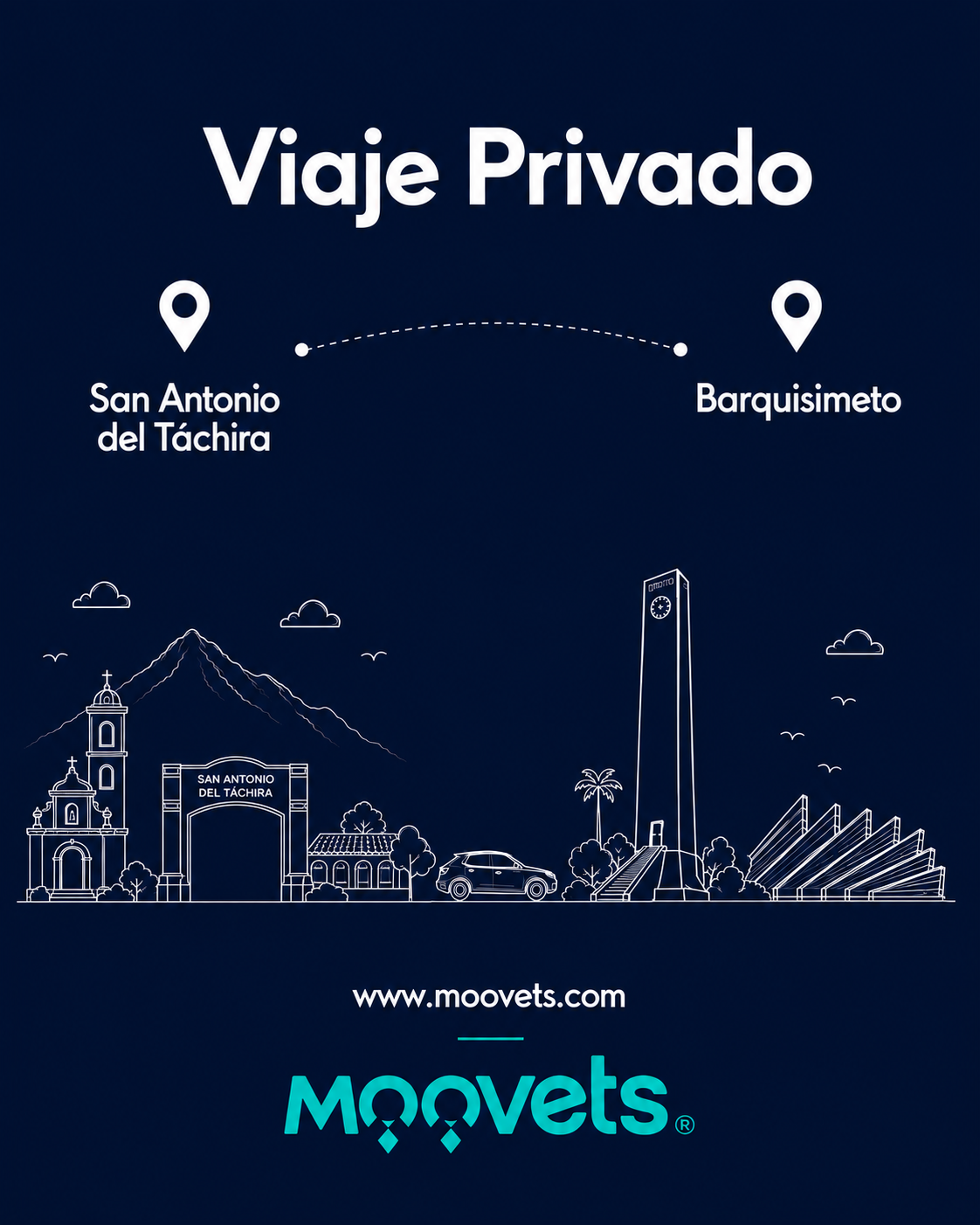 Traslado Privado San Antonio → Barquisimeto | Sedán | Moovets
