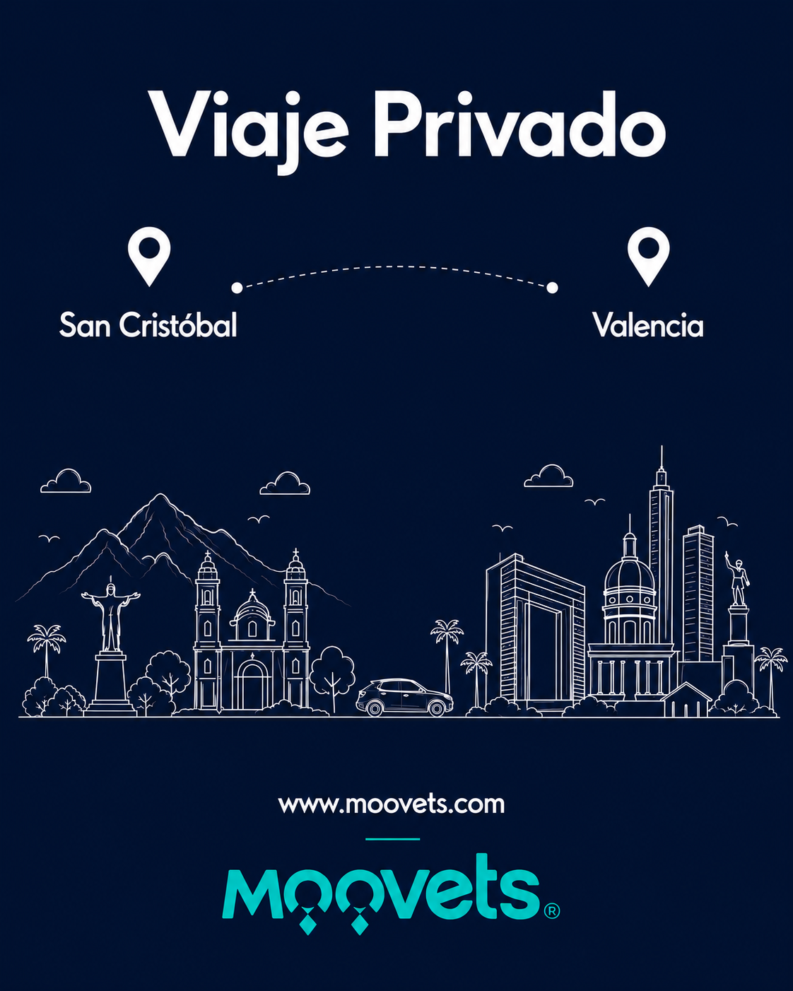 Traslado Privado San Cristobal → Valencia | Sedán | Moovets