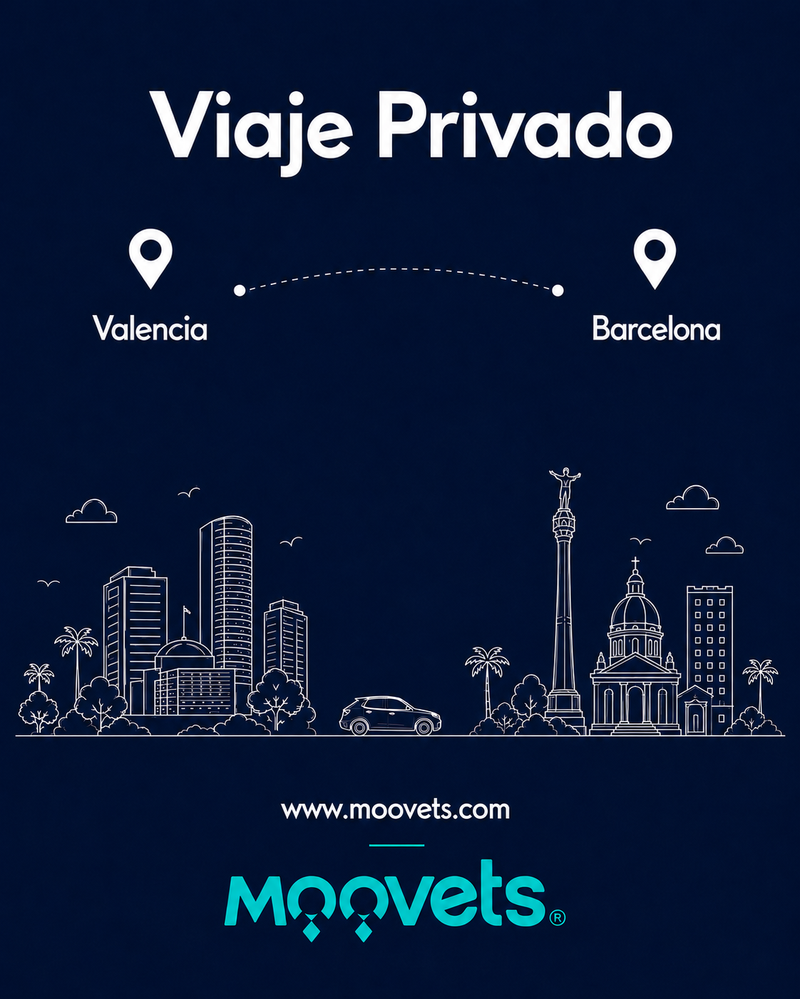 Traslado Privado Valencia → Barcelona | Sedán | Moovets