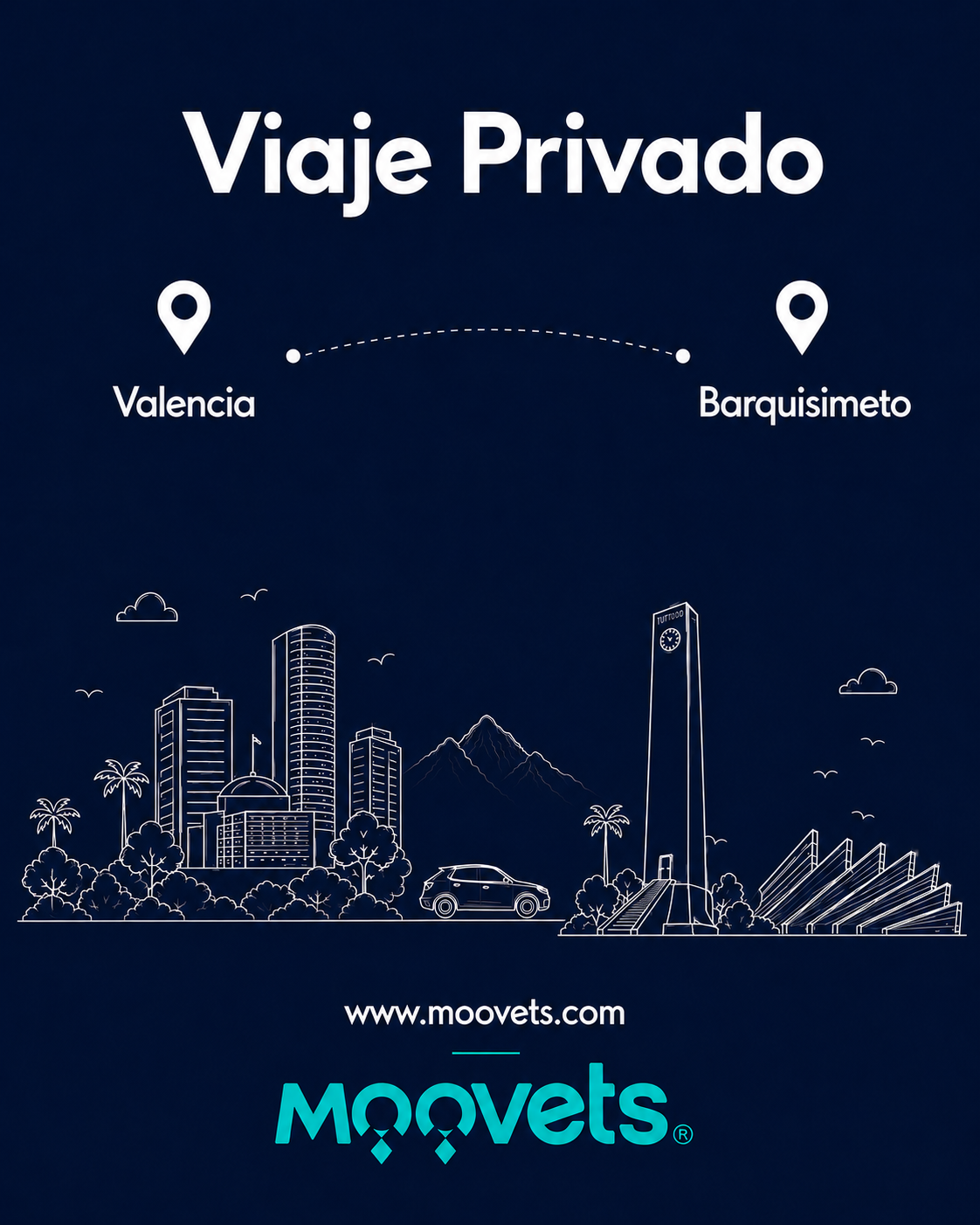 Traslado Privado Valencia → Barquisimeto | Sedán | Moovets