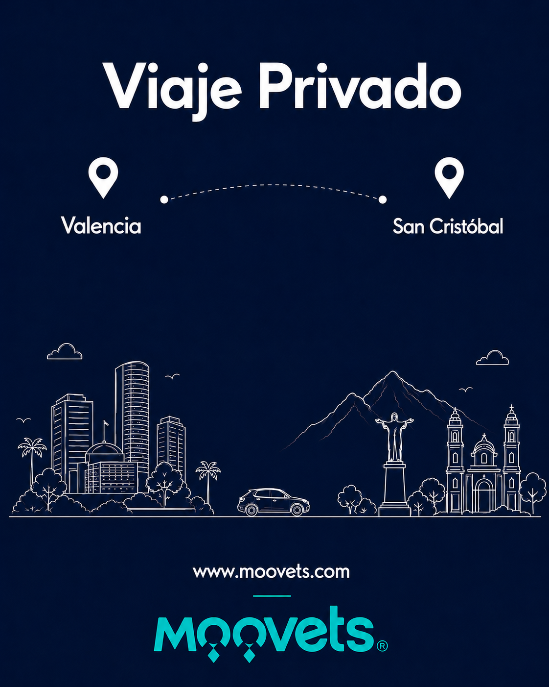 Traslado Privado Valencia → San Cristobal | Sedán | Moovets