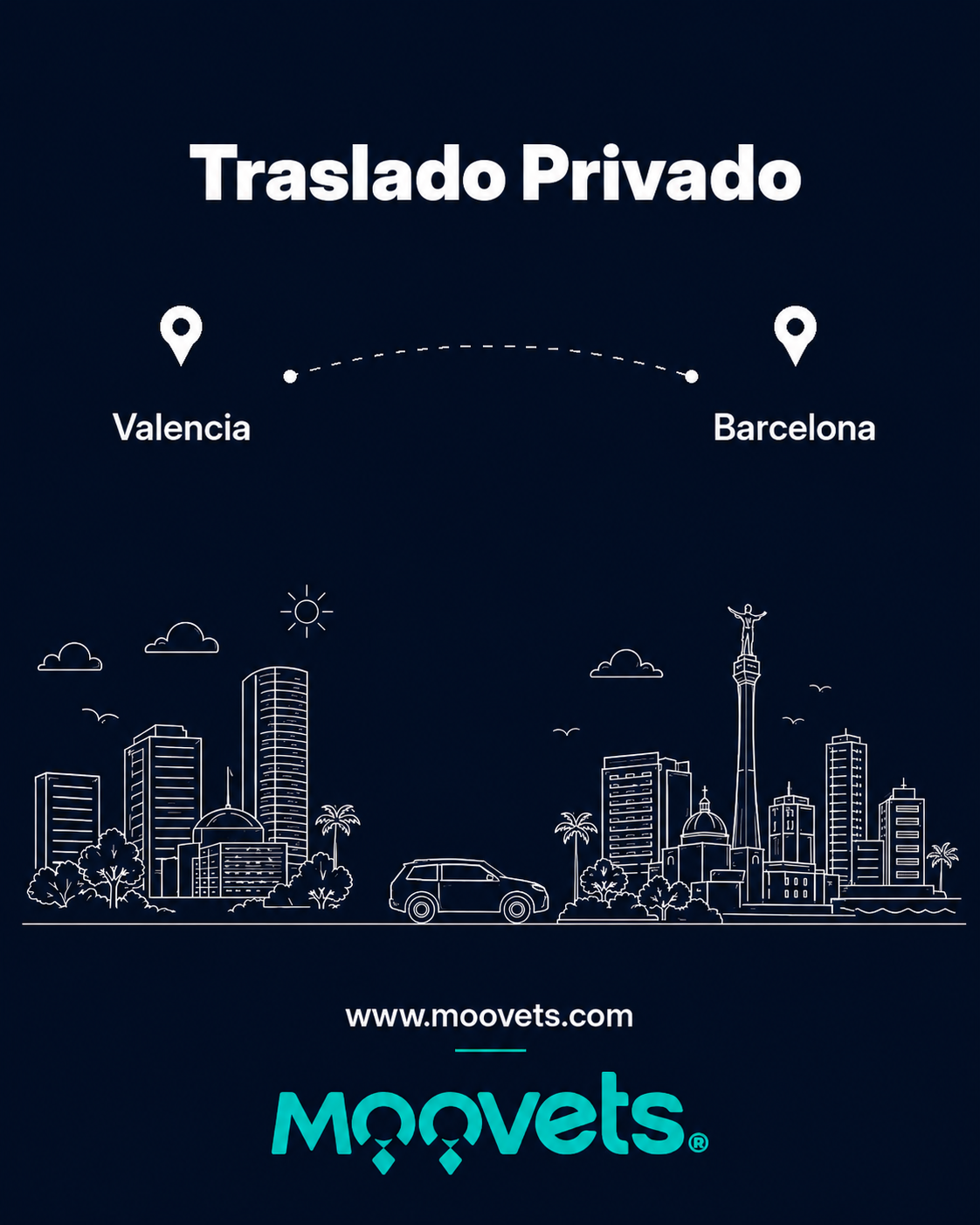 Traslado Privado Valencia → Barcelona | Camioneta | Moovets