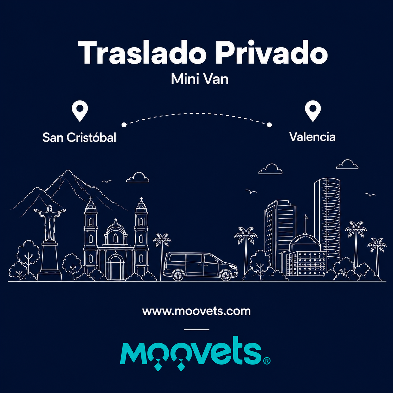 Traslado Privado San Cristobal → Valencia | Mini Van | Moovets