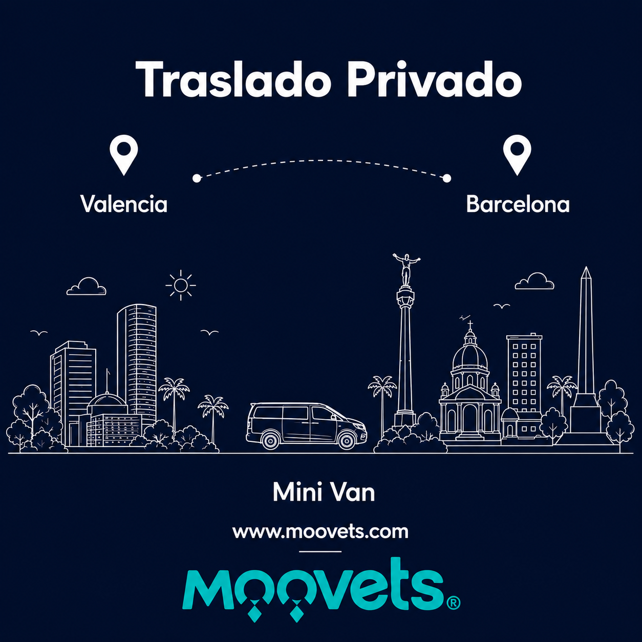 Traslado Privado Valencia → Barcelona | Mini Van | Moovets