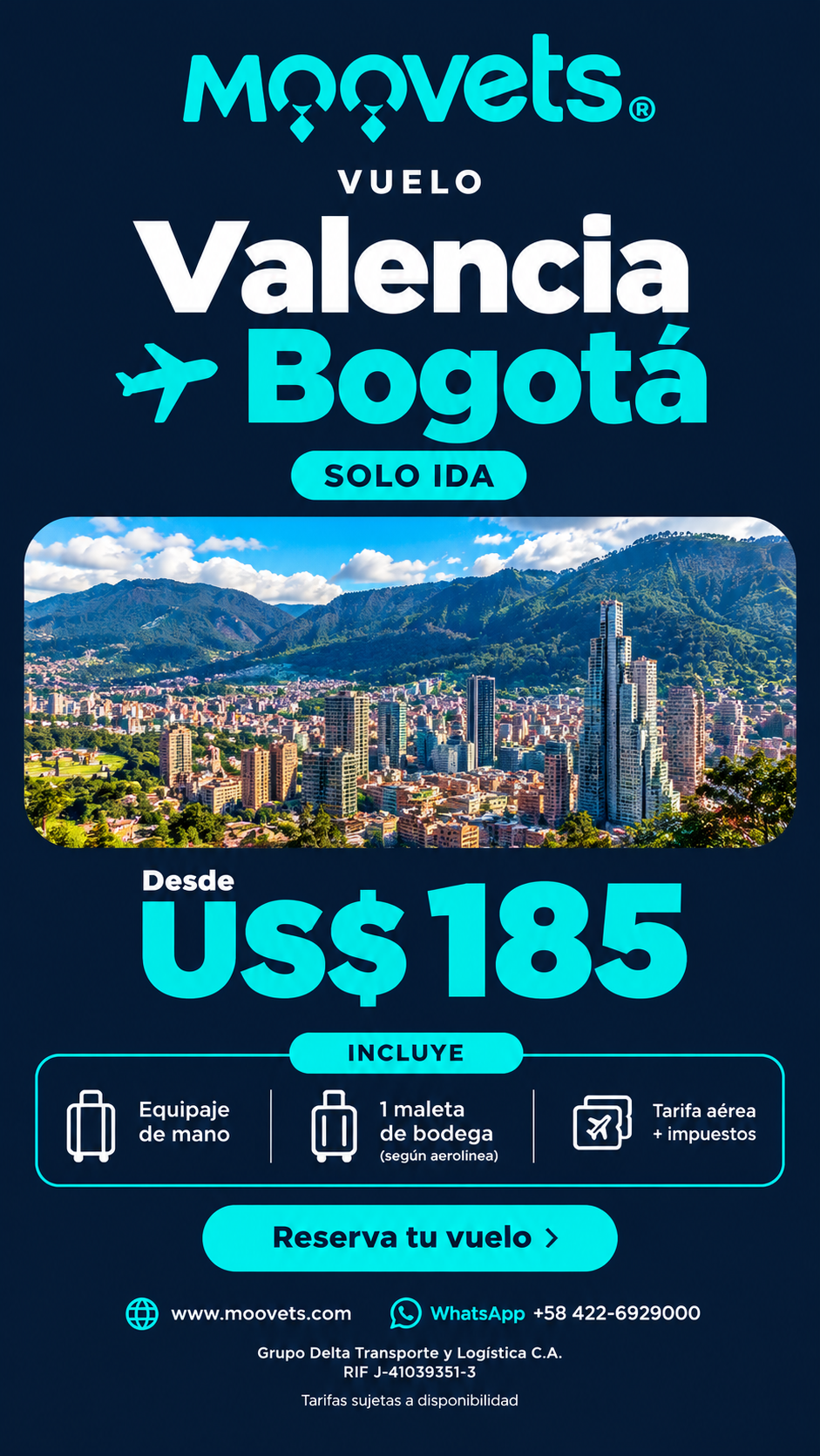 Vuelo Internacional: Valencia - Bogotá